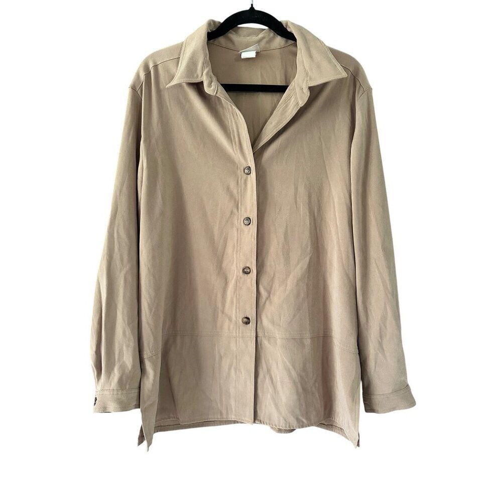 Laura Tyler Women’s Large Long Sleeve Top – Tan, Glam Quiet Luxury, Elevated Sty